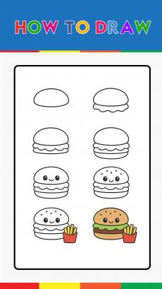 How to drawing hamburger and fries